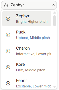 ai studio voice selector
