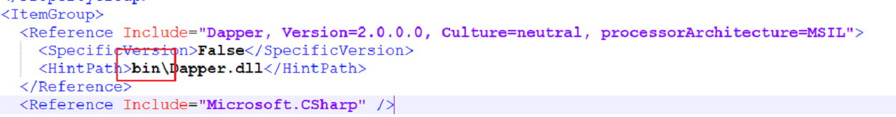 bin folder missing reference