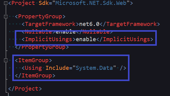 csproj global usings