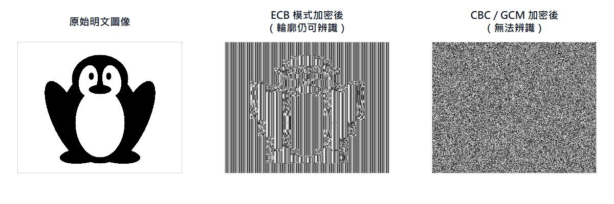 ECB Mode Encryption Penguin Image Visual Comparison