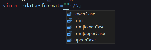 html intellisense data format