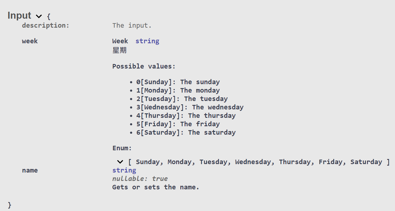 swagger enum comments success