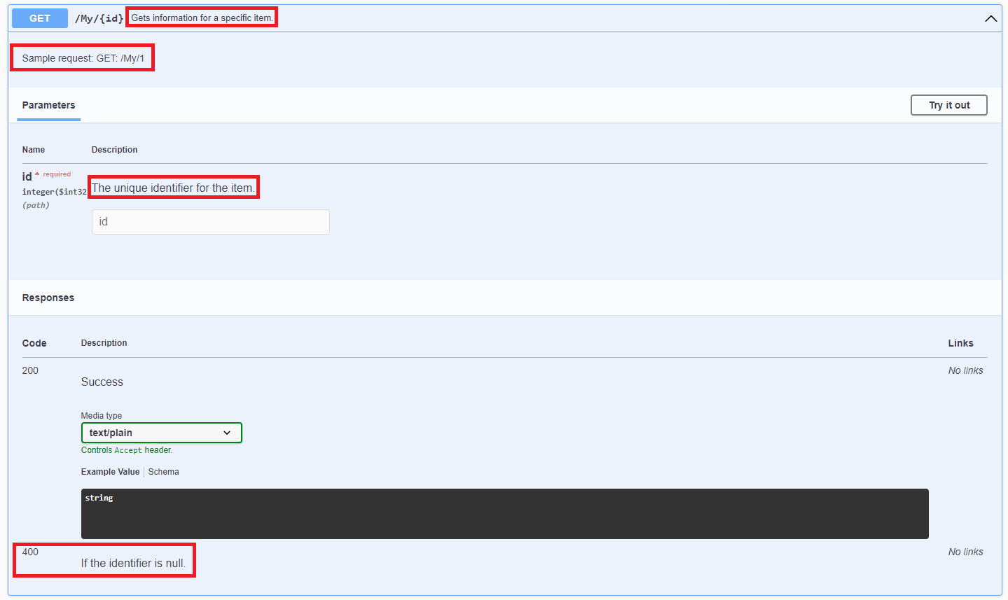 swagger xml comments display